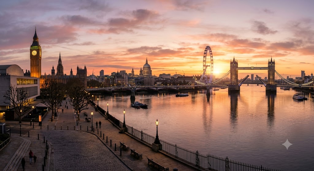 3 day London itinerary featuring Big Ben, Tower Bridge, and the London Eye.
