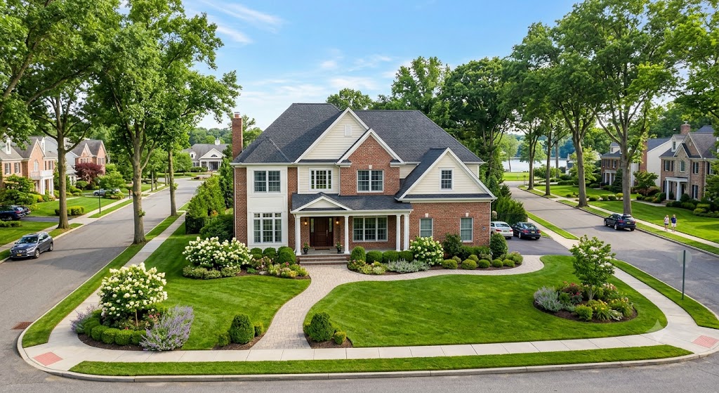 Residential property on Ohio Drive in Lake Success, NY, showcasing the neighborhood's upscale homes.