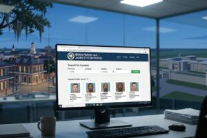 Online inmate lookup portal representing the Iberia Parish Jail JADES system
