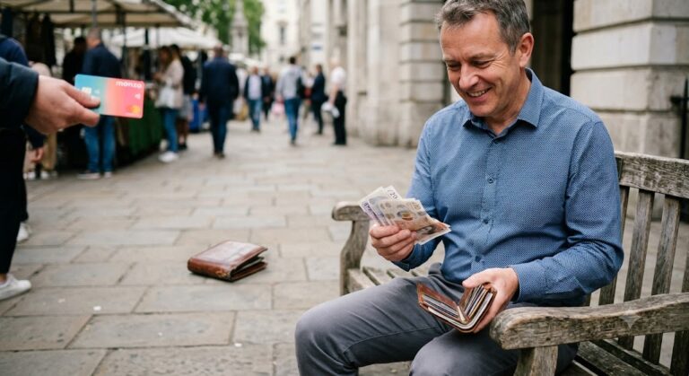 Person comparing cash with digital payment options while highlighting the risks of carrying cash.