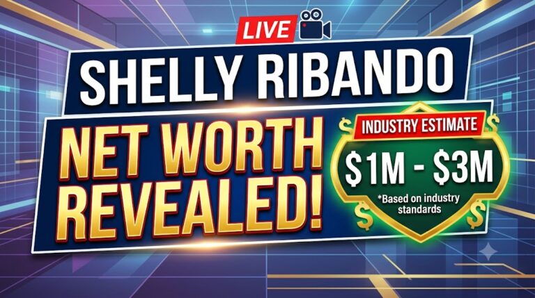 Shelly Ribando delivering a television news broadcast in a professional newsroom.