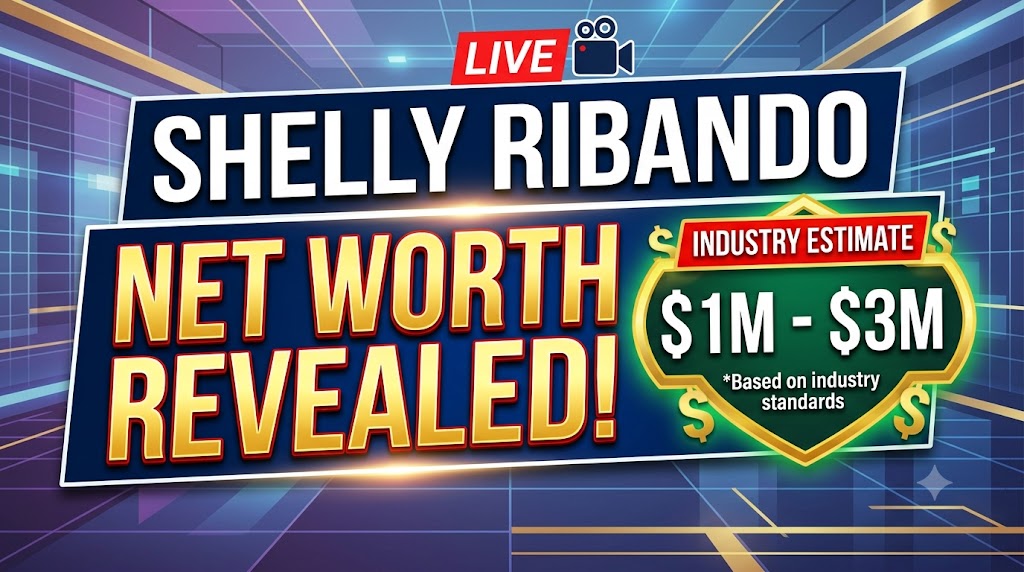Shelly Ribando delivering a television news broadcast in a professional newsroom.