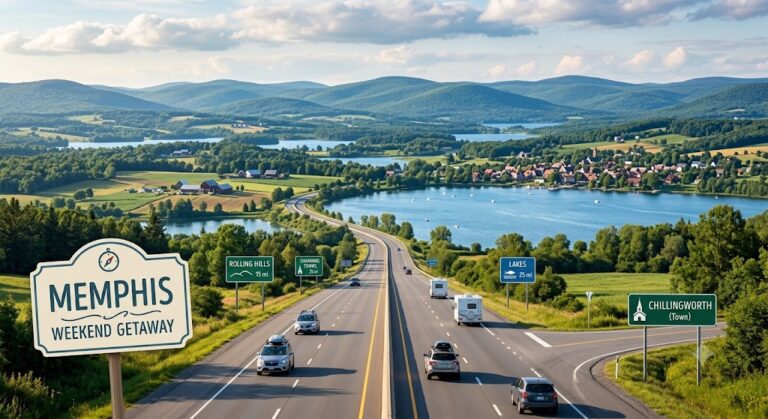 Scenic highway leading to popular weekend getaway destinations near Memphis.